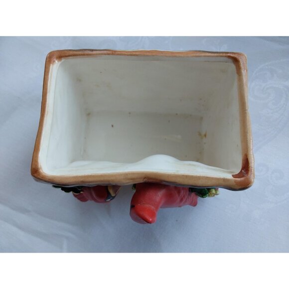 Vintage 1970s Cardinal bird ceramic planter hollow log design no chips or cracks - Picture 3 of 8